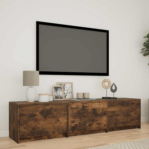 vidaXL TV Cabinet with LED Smoked Oak 165 x 34 x 40 cm Engineered Wood