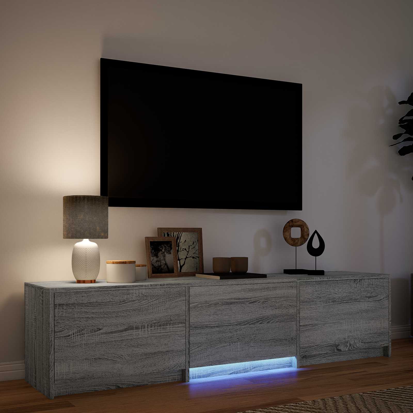 vidaXL TV Cabinet with LED with LED Grey Sonoma 165 x 34 x 40 cm