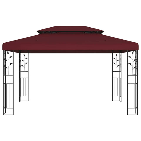 vidaXL Gazebo 3.97 x 2.96 x 2.68 m Wine Red Polyester and Steel
