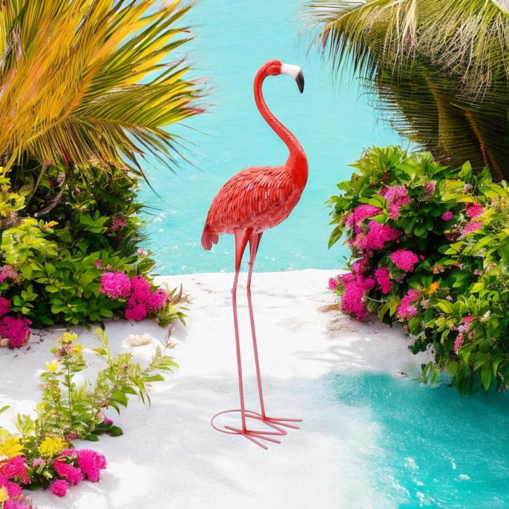 150CM PINK METAL FLAMINGO
