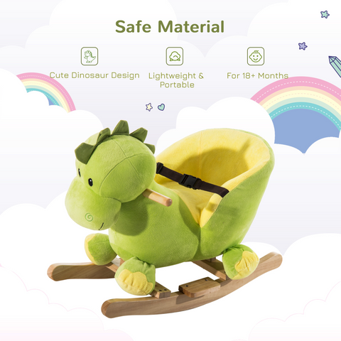 Kids Rocking Horse, Ride-On Horse Toy w/ 32 Songs, for Ages 18+ Months - Green