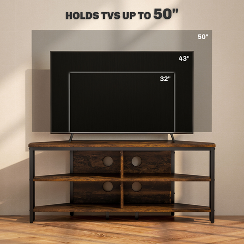 HOMCOM 50" TV Stand Cabinet, TV Unit with Storage Shelves, Rustic Brown