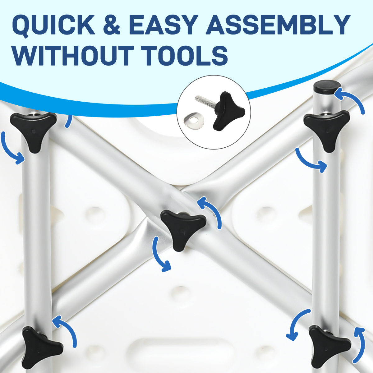 Adjustable Shower Stool with Suction Foot Pads for Elderly Disabled