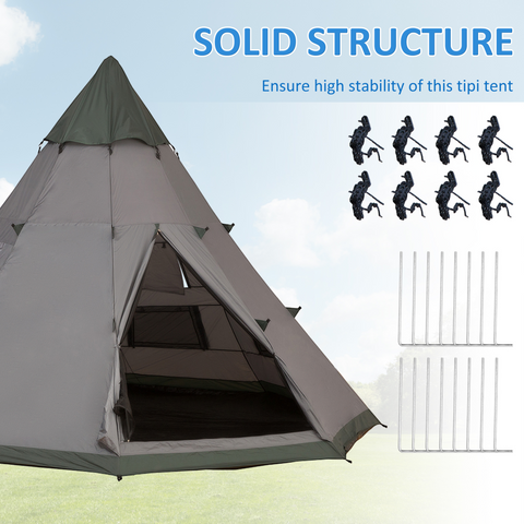 6-7 Person Large Family Party Camping Tent Carrying Bag, Mesh Window Outsunny
