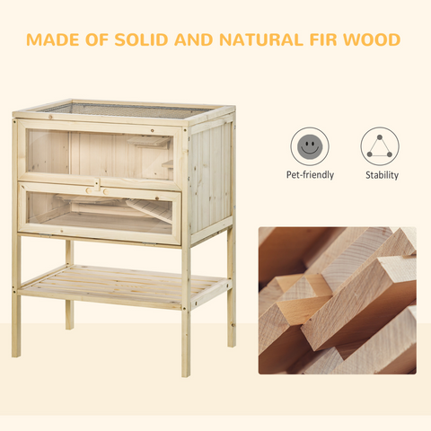 Hamster Cage House Pet Play Exercise 3 Tiers Mouse Wooden Fir Small Animals