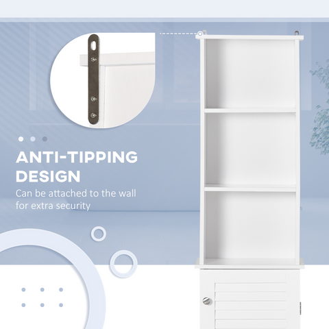 MDF 6-Tier Tall Bathroom Storage Cabinet White
