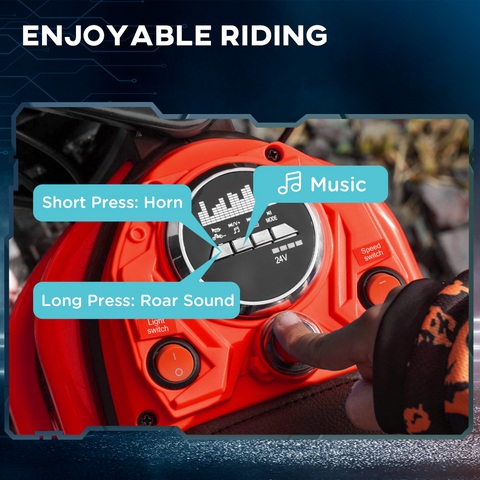 HOMCOM 24V Kids Electric Motorbike with Twist Grip Throttle, Music, Horn - Red