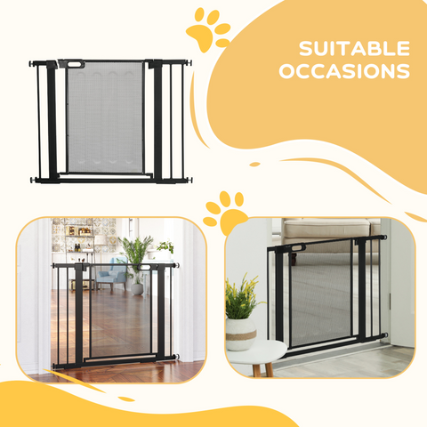 Pressure Fit Safety Gate for Doors Dog Gate Auto Close, 75-103 cm Black PawHut