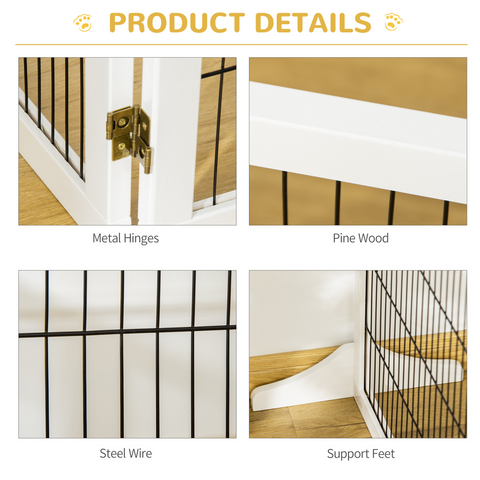 Freestanding Pet Dog Gate 6 Panel Foldable Wooden Playpen 432cm Long Pawhut