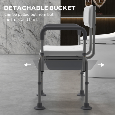 HOMCOM 3-in-1 Shower Chair Adjustable Bedside Commode Raised Toilet Seat White