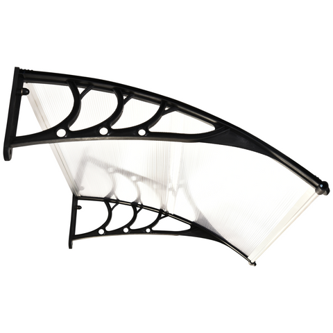 75 L x 120 W x 23 H cm Clear Polycarbonate Curved Awning w/ Black Bracket