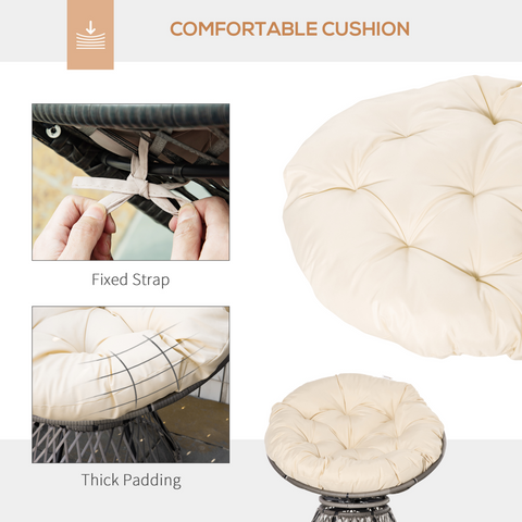 360??Swivel Rattan Papasan Moon Bowl Chair Round Outdoor w/ Padded Outsunny