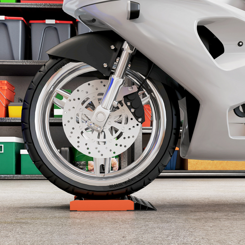HOMCOM Motorcycle Wheel Roller Stand for Tyre Cleaning and Chain Lubrication