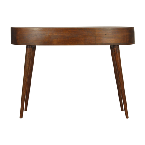 Artisan Furniture Solid Wood Chestnut Wave Writing Desk, 2 Drawers, 1 Shelf, Brown