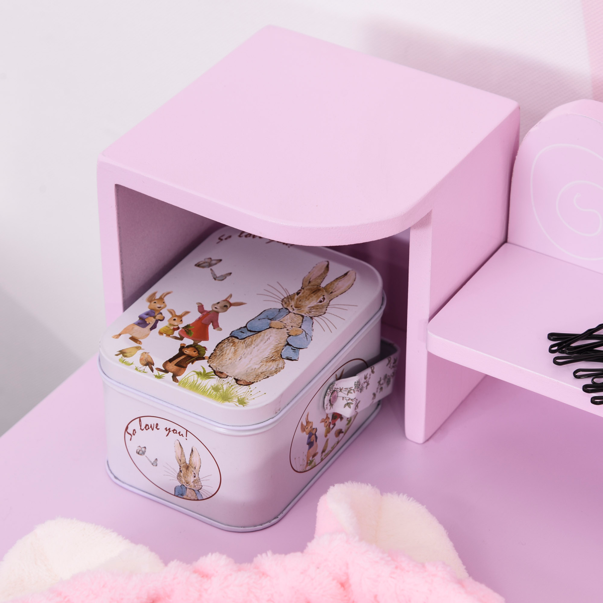 Kids Dressing Table and Stool Set Make Up Desk with Storage (Pink) HOMCOM