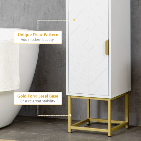 kleankin Freestanding Bathroom Cabinet Linen Towel w/ Adjustable Shelf, 2 Doors