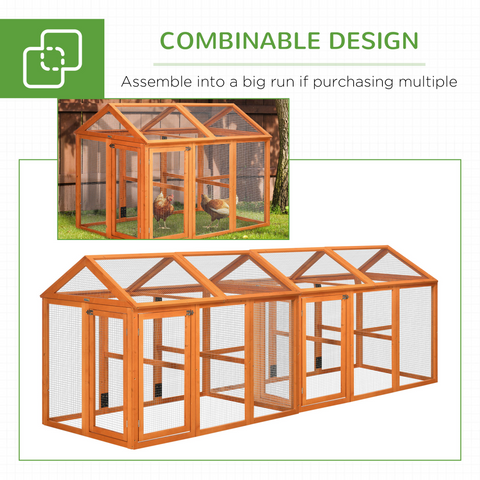 PawHut Chicken Run, Wooden Chicken Coop w/ Combinable Design - Orange