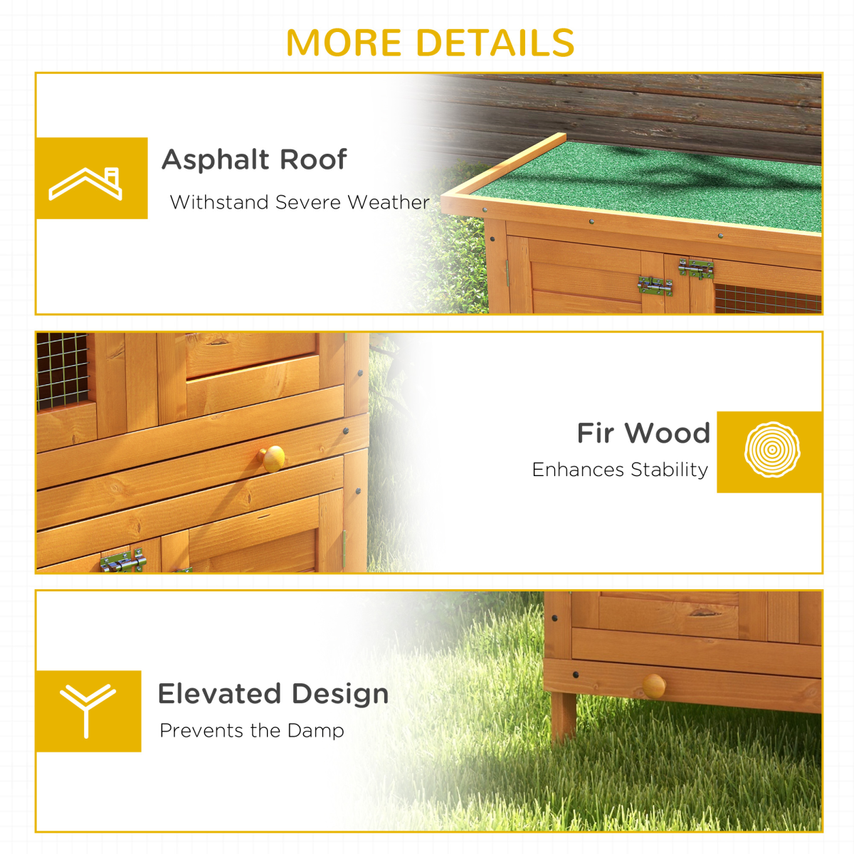 2-tier Rabbit Hutch Small Animal Wooden Bunnies House Outdoor Backyard 2 Sizes