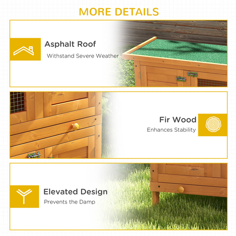 2-tier Rabbit Hutch Small Animal Wooden Bunnies House Outdoor Backyard 2 Sizes
