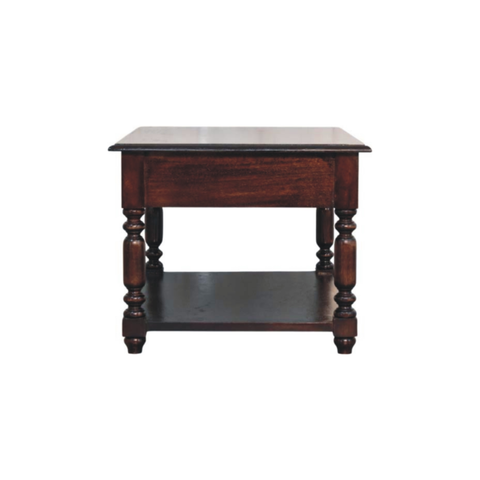Artisan Furniture Solid Wood Turned Legs Cherry Console Table, 2 Drawers & 1 Open Slot, Dark Brown
