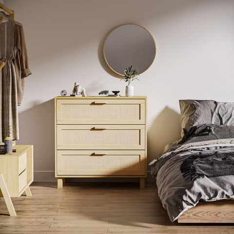 3 Drawer Cabinet Storage Cupboard Wooden Freestanding Organiser Unit Bedroom