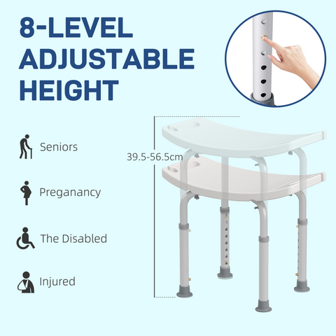 Mobility Shower and Bath Stool Bench with Non-Slip Aluminum Frame HOMCOM