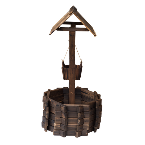 Wishing Well Planter Bucket,  60Lx55Wx 114H cm-Brown