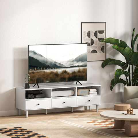 HOMCOM TV Unit, TV Cabinet for up to 75", with Drawers, Shelves, White