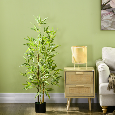 HOMCOM Artificial Plant Bamboo Artificial Tree Height 120 cm with Pot