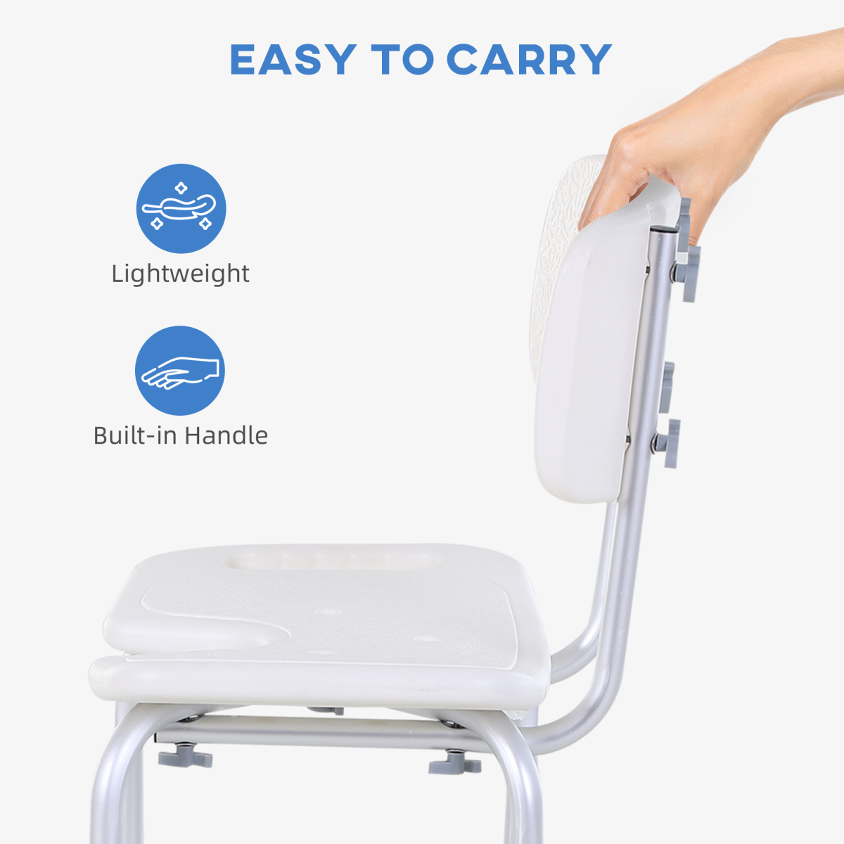 HOMCOM Adjustable Aluminum Shower Bath Stool Spa Chair Non-Slip Feet, Handle