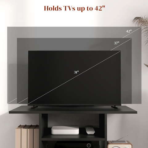 Mobile TV Stand Bookshelves in Black
