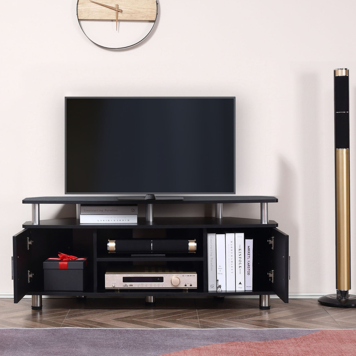TV Unit Cabinet with Storage Shelves and Cupboard Entertainment Center