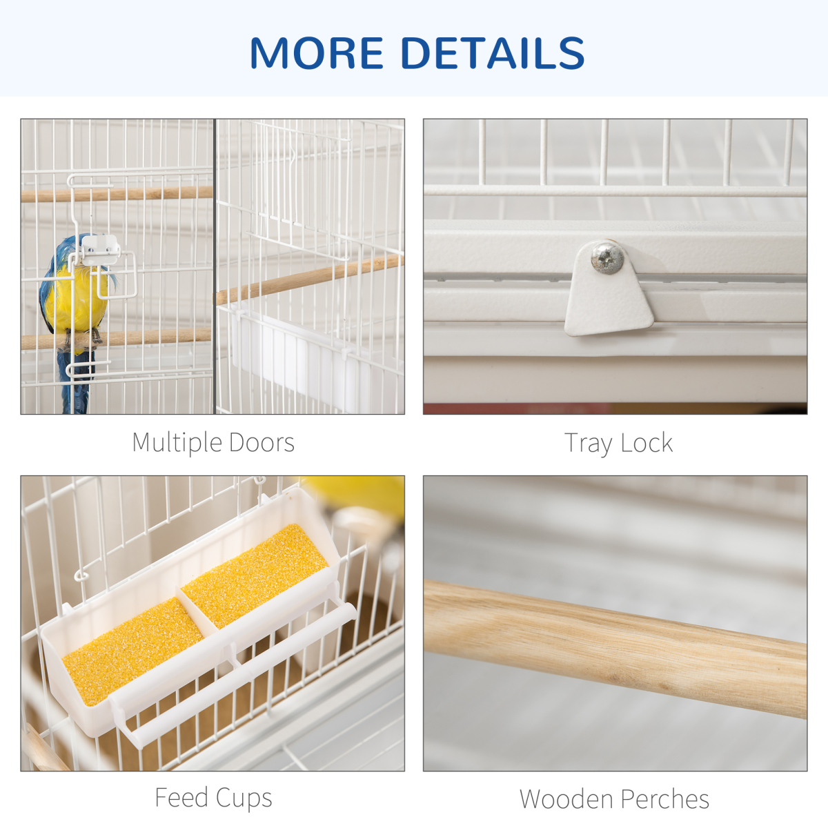 Large Bird Cage Budgie Cage for Finch Canaries Parrot with Stand White
