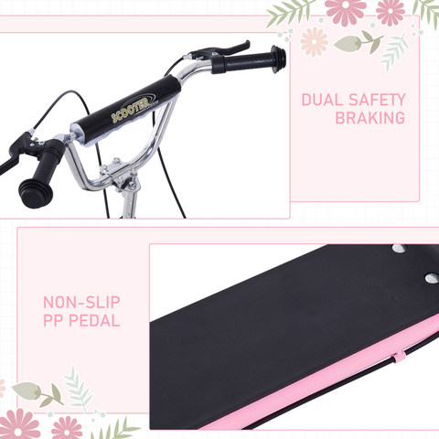 Teen Scooter Adjustable Height Dual Brakes Rubber Wheels Kickstand HOMCOM