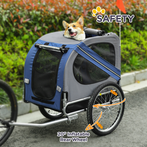 Pet Bicycle Trailer Dog Cat Bike Carrier Water Resistant W/ Hitch Coupler Blue
