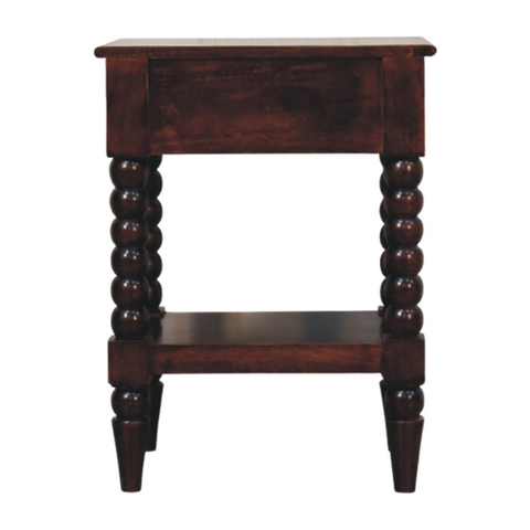 Artisan Furniture Solid Wood Vienna Nightstand, Drawer And Open Shelf, Dark Brown