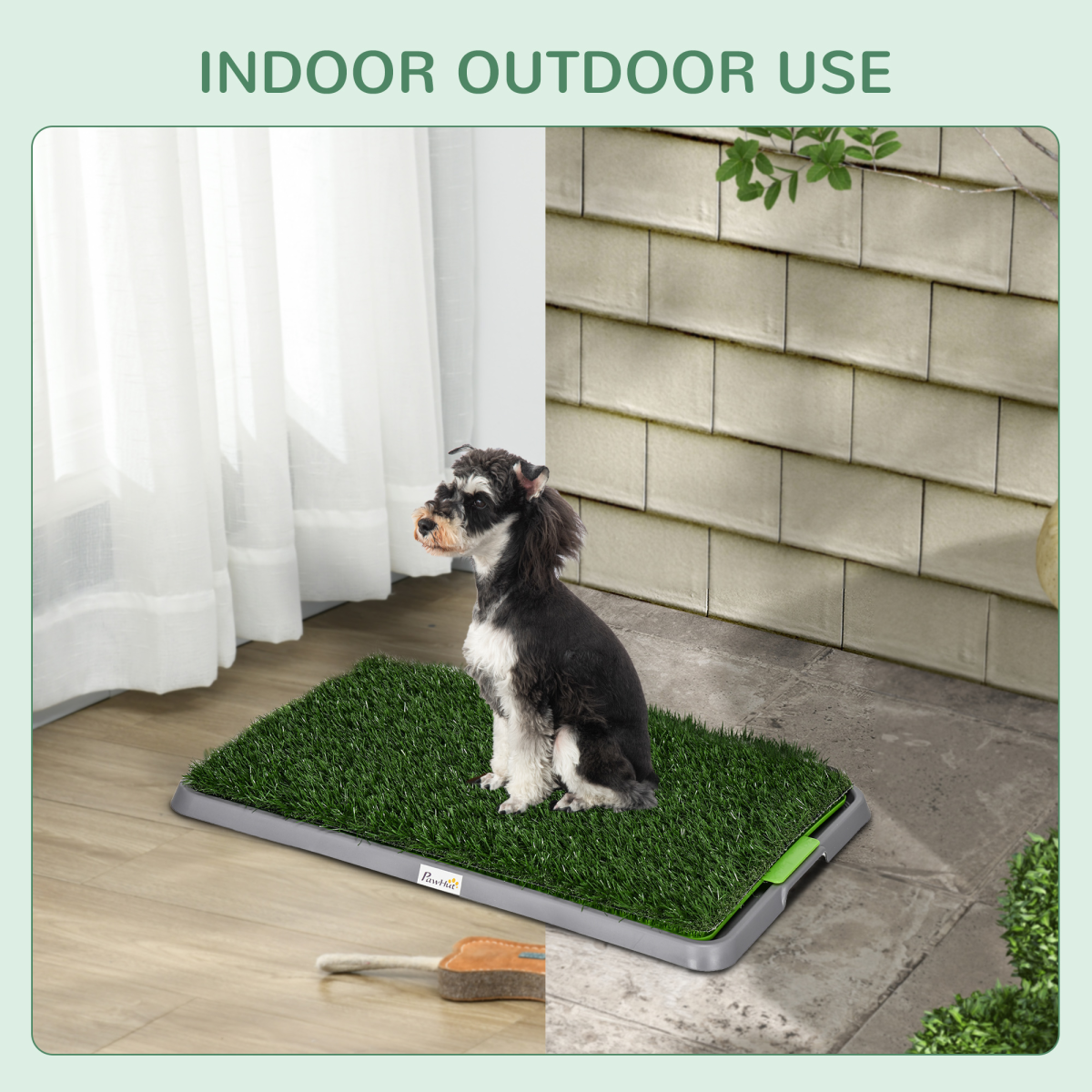 PawHut Dog Toilet with 2 Packs Artificial Grass Pads, 67 x 41cm, Green