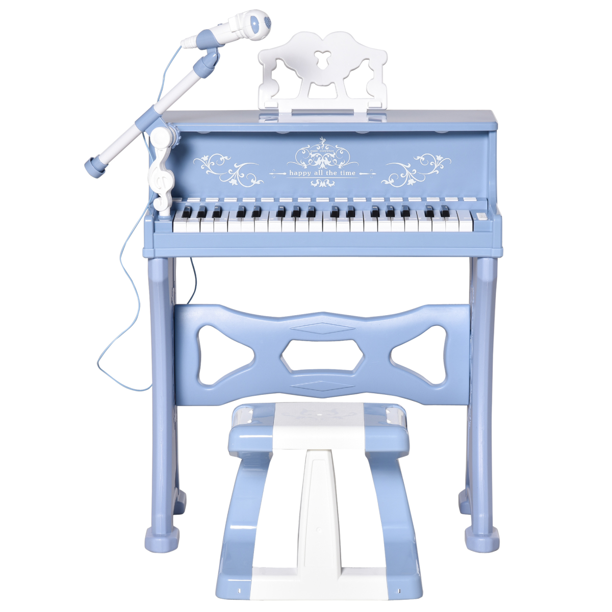 HOMCOM 37 Key Keyboard Battery Piano Kids Microphone Stool Educational Game