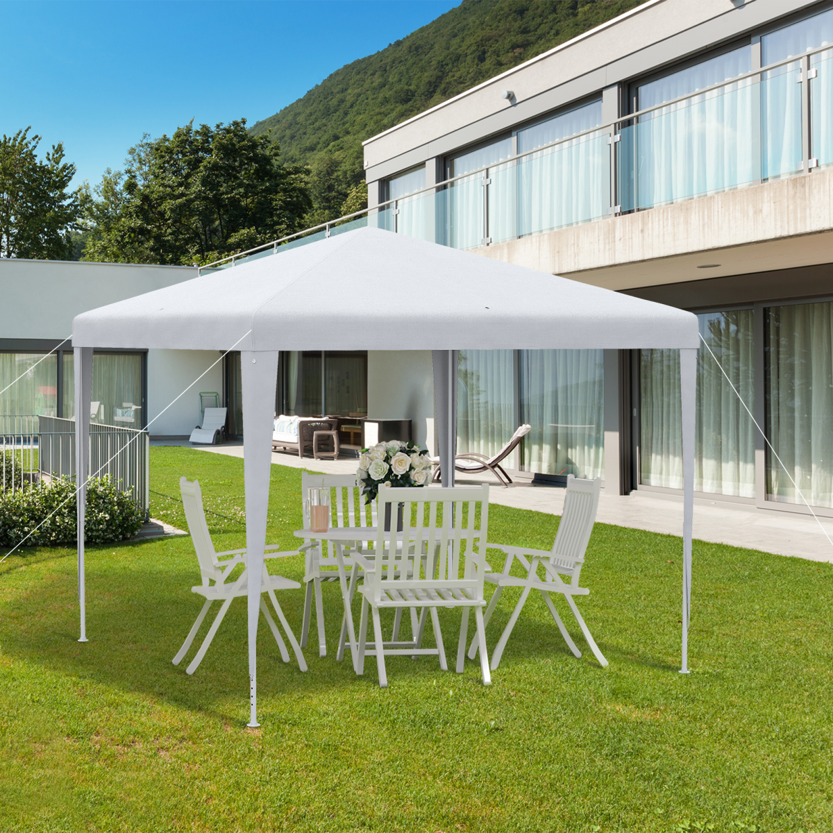 Garden Gazebo Marquee Party Tent Wedding Canopy Patio White 2.7 x 2.7m