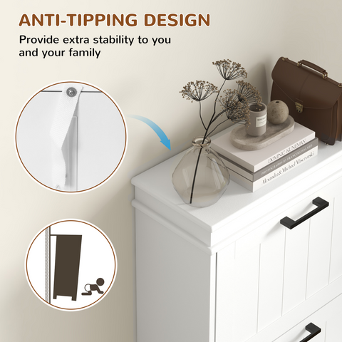 HOMCOM Slim Shoe Storage Cabinet with 3 Flip Drawers for Entryway, White