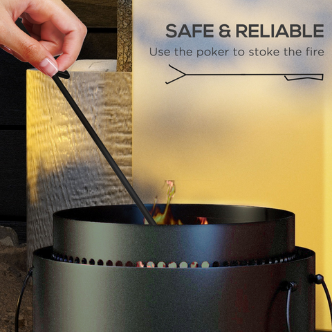 Outsunny 37cm Smokeless Wood Burning Firepit Metal Fire Pit, Black