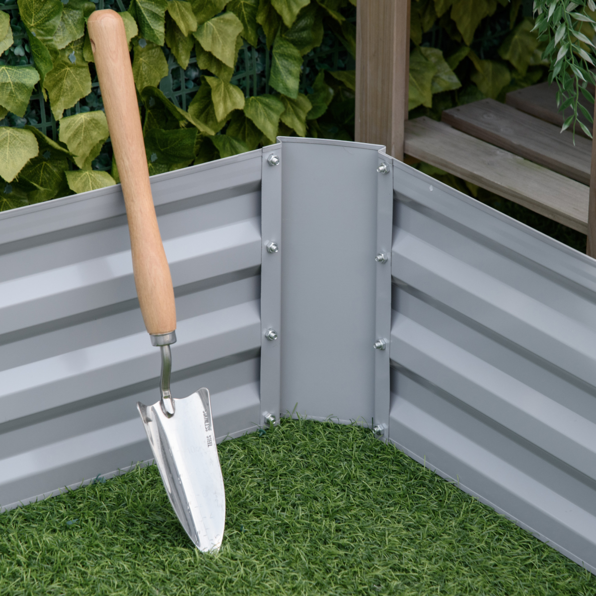 Set of 2 Raised Garden Bed, Galvanized Steel Frame 1m x 1m x 0.3m
