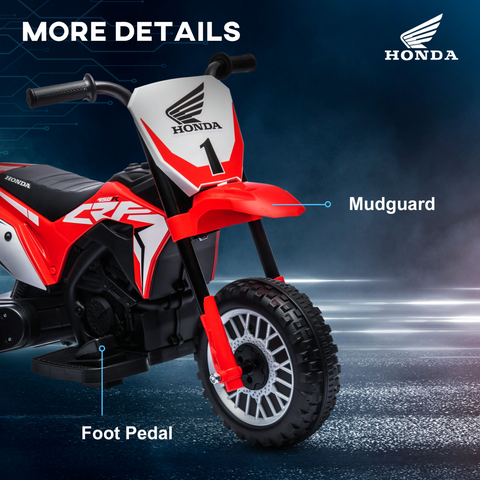 HOMCOM Honda CRF450RL Licensed 6V Kids Electric Motorbike with Horn - Red