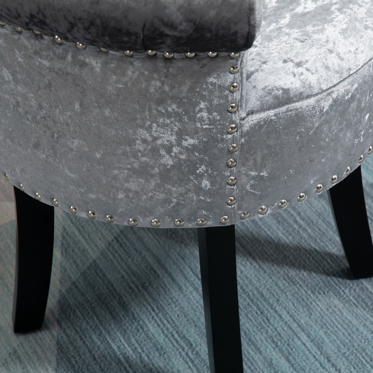 Dressing Table Stool Vanity Seat w/ Rubber Wood Legs Bedroom - Grey