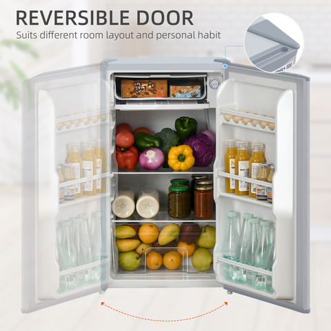 HOMCOM 91L Freestanding Under Counter Fridge with Reversible Door Grey