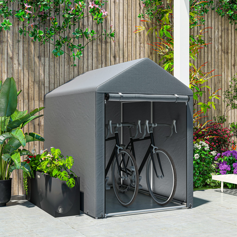 Outsunny 179 x 120cm Temporary Garden Shed, with Weather-resistant Plastic Cover and Accessories - Dark Grey