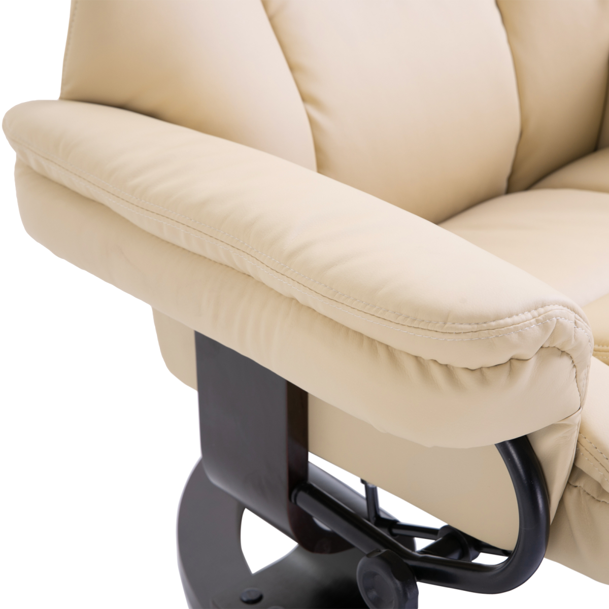 Padded PU Leather Manual Reclining Armchair Sofa Chair w/ Footstool Cream