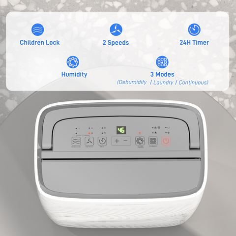 HOMCOM 16L Dehumidifier with Filter, 5.5L Water Tank, Auto Defrost, Timer