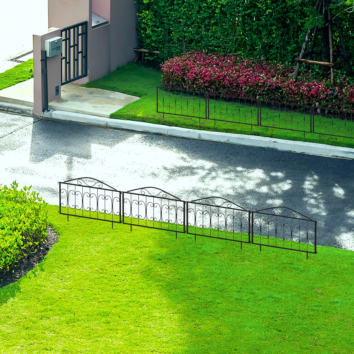 Decorative Garden Fencing 4PCs Metal Border Edging