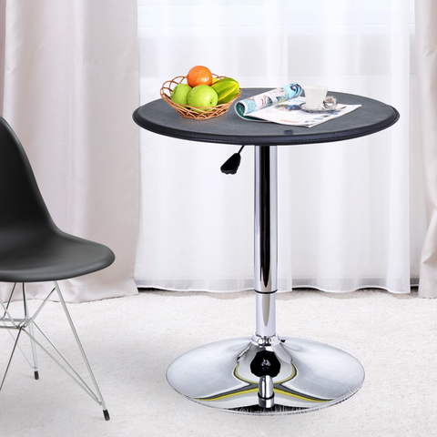 Chrome Steel Height Adjustable Round Bar Table Dinning Table Black